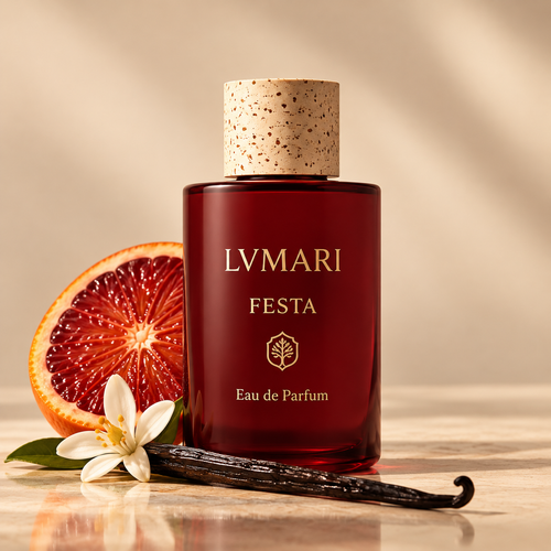LVMARI FESTA frosted Eau de Parfum bottle with blood orange and vanilla